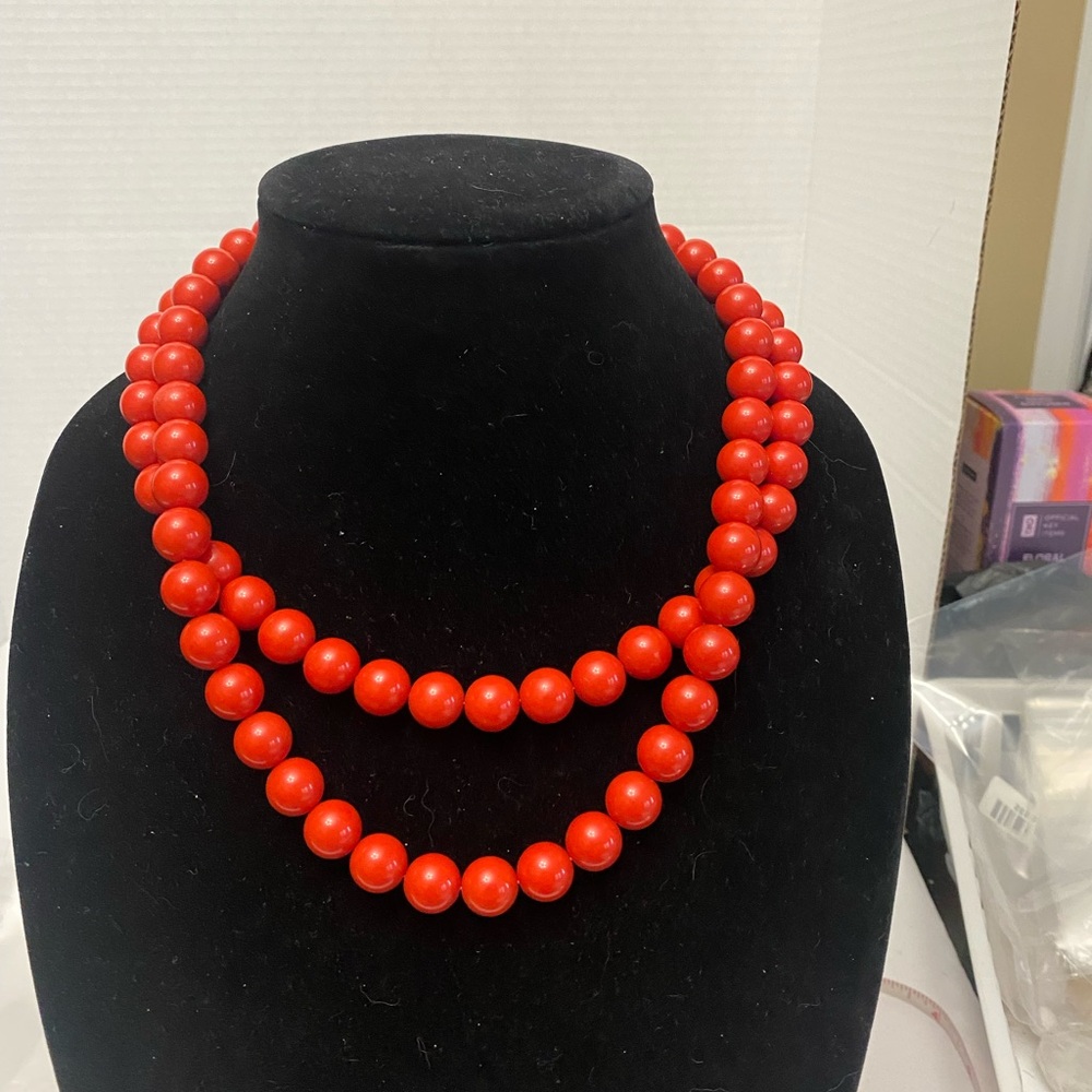 💍💎 SALE Richelieu Vintage Lucite Red Beaded Double-Strand Necklace